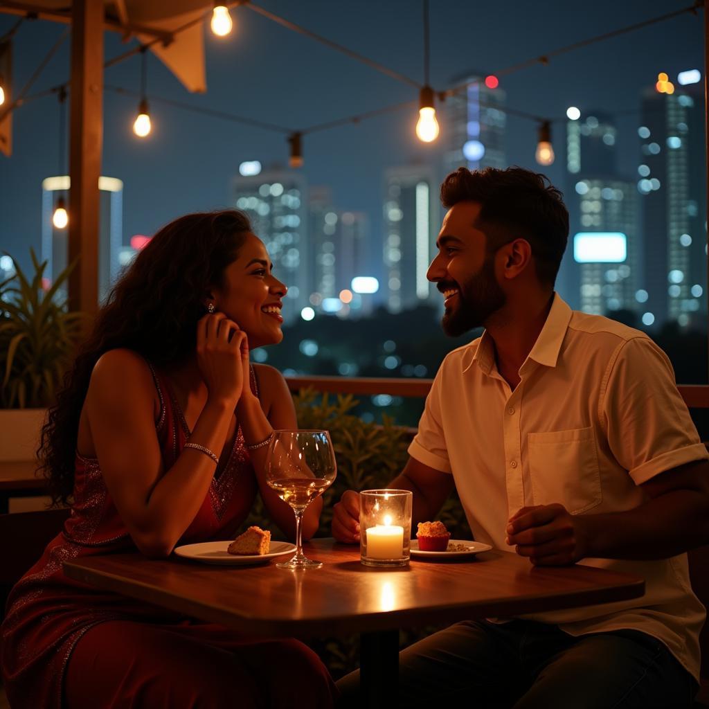 Couple enjoying a date at a restaurant in Bangalore