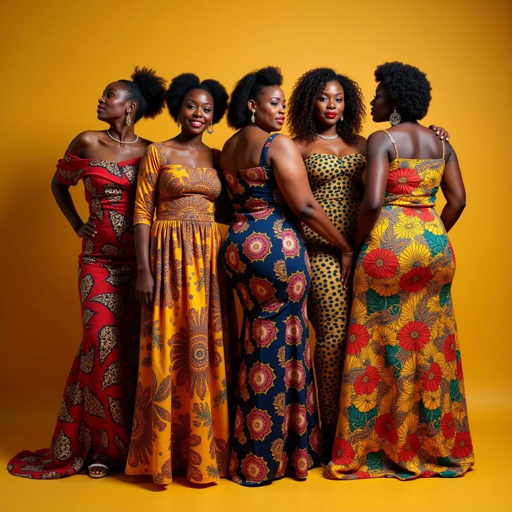 Curvy African women in traditional attire