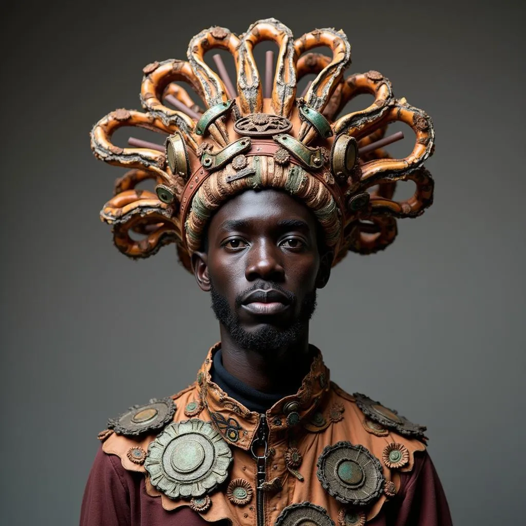 Cyrus Kabiru wearing his &quot;C-Stunners&quot; sculpture