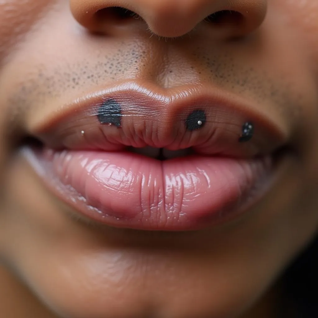 Dark spots on African American lip