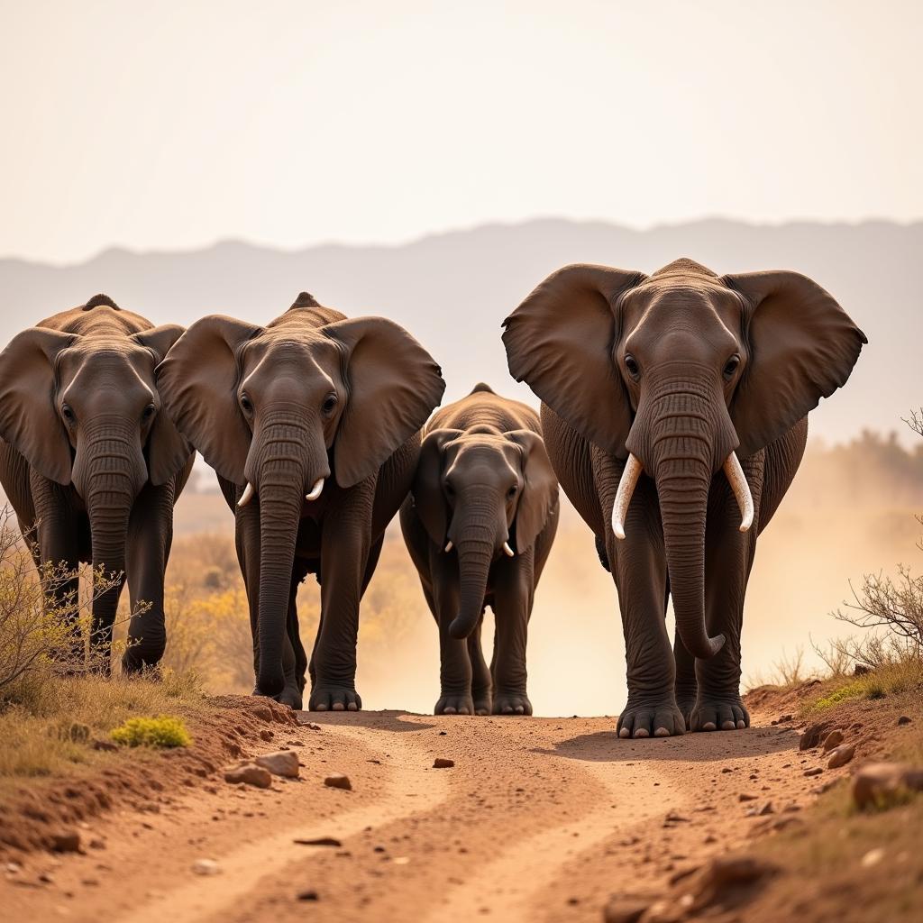 Desert-Adapted African Elephants Searching for Water