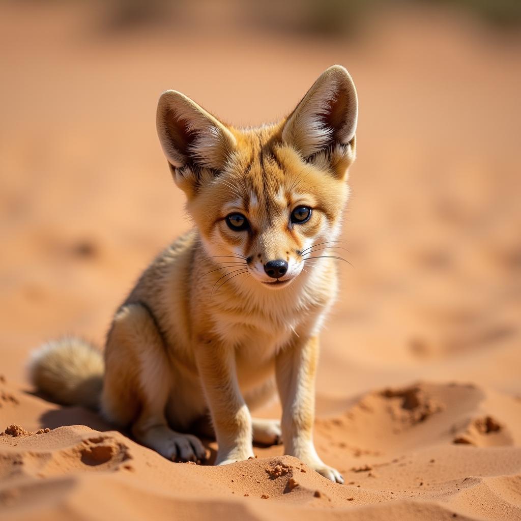 Desert Fox Camouflaged in Sand