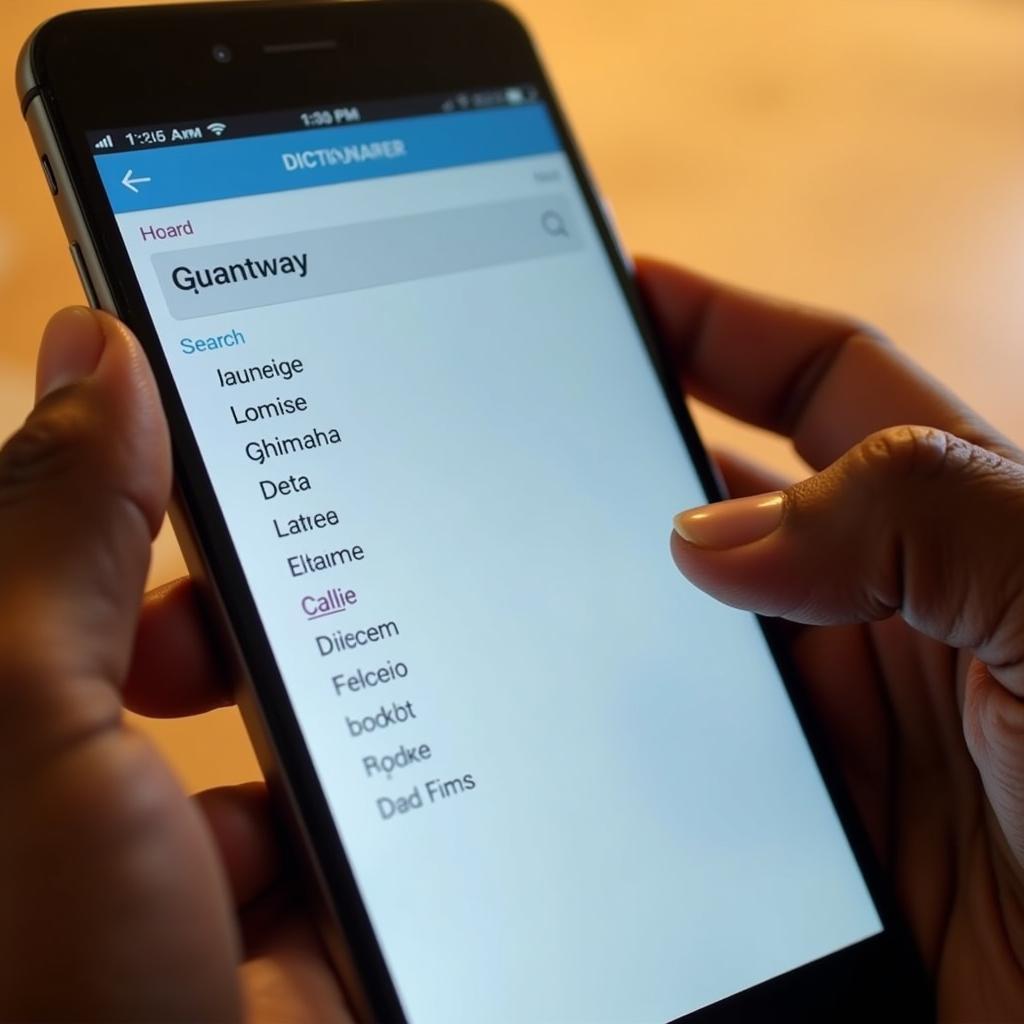 Smartphone displaying an African Dictionary App