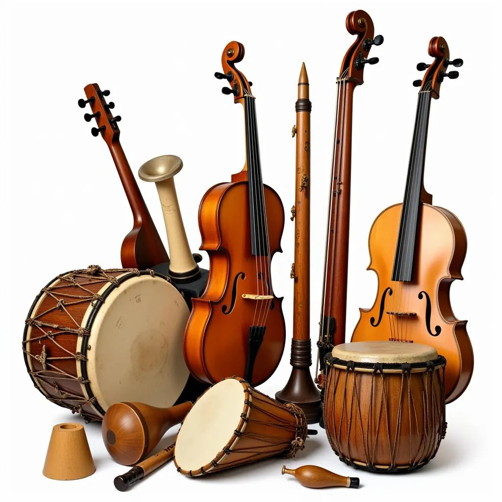 An array of diverse African musical instruments showcasing the continent's rich musical heritage