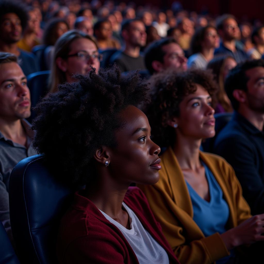 Diverse Audience Watching Movie