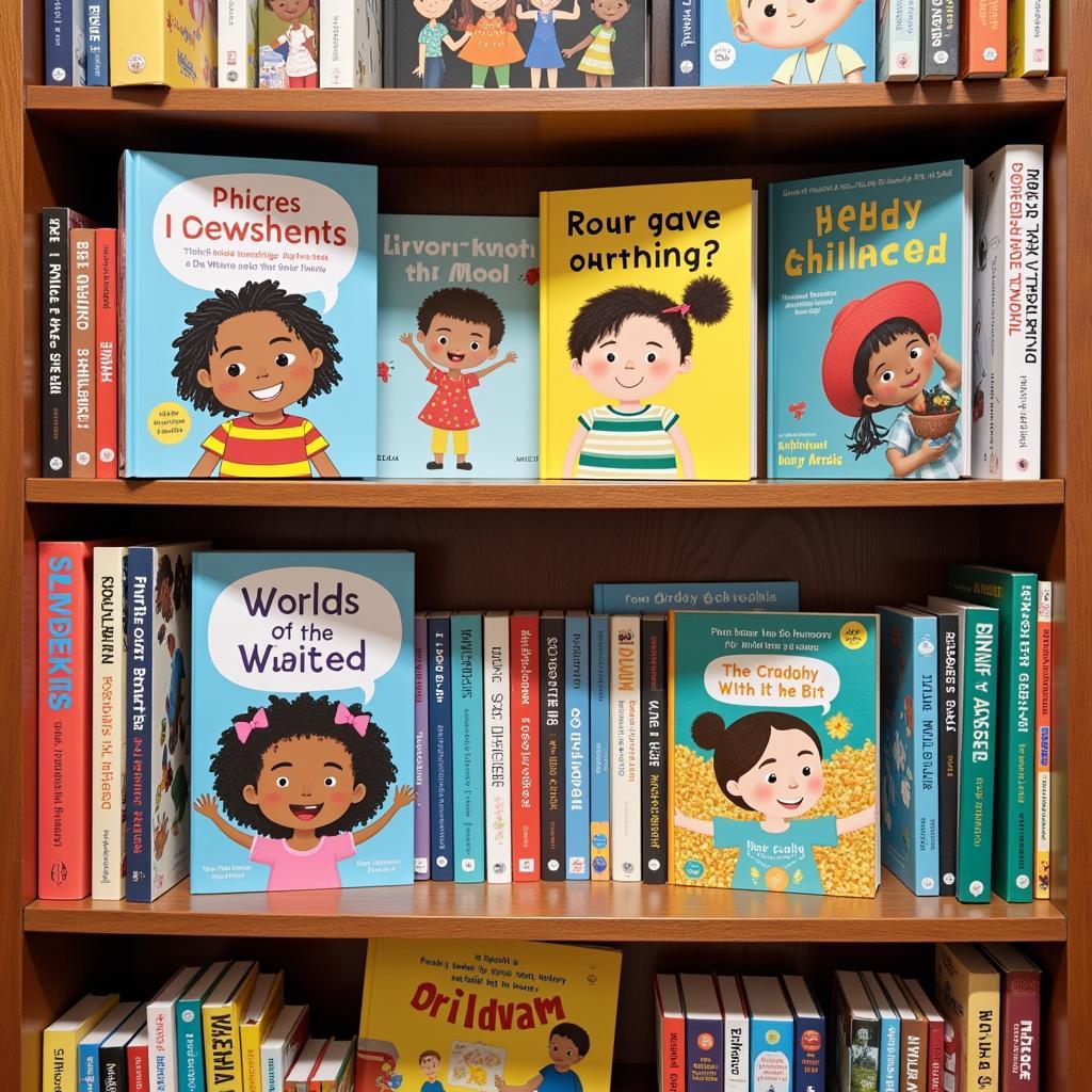 Bookshelf with Diverse Children's Books