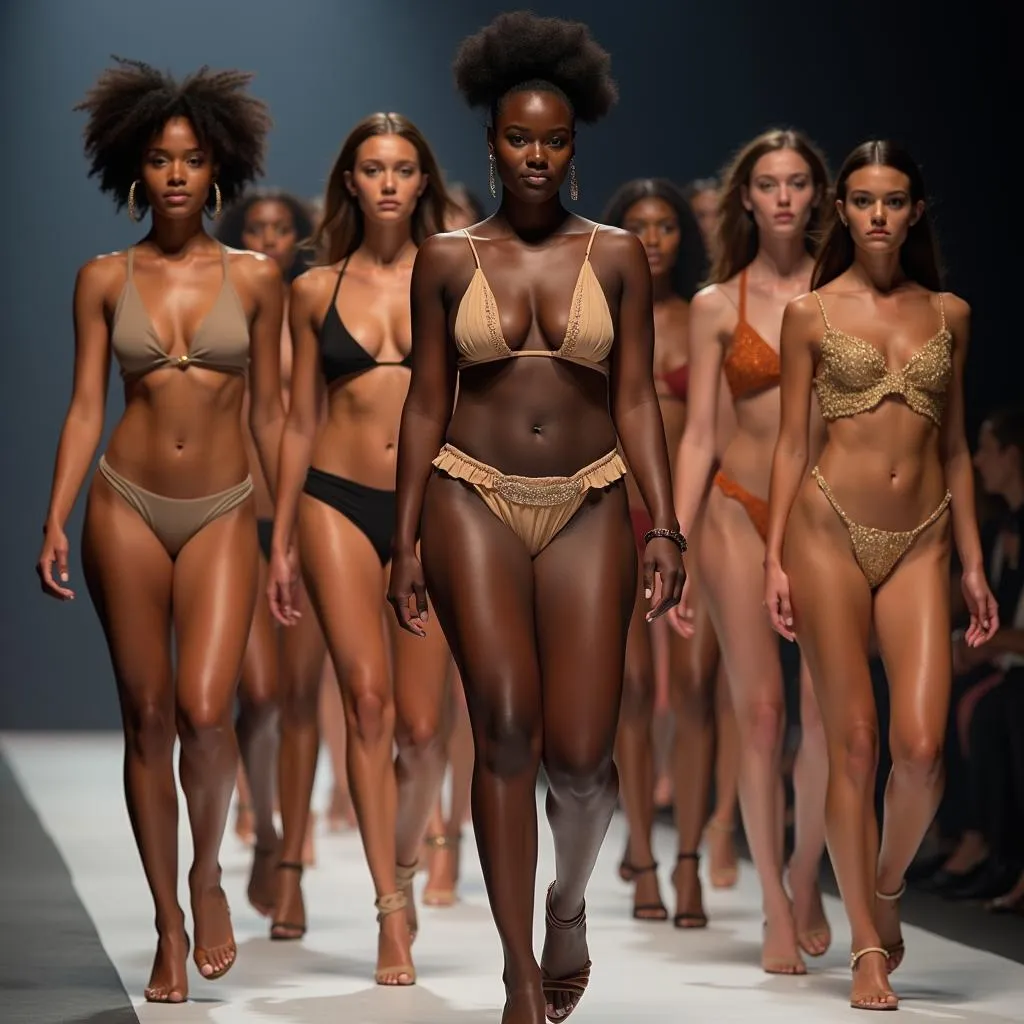  Diverse group of models confidently walking the runway