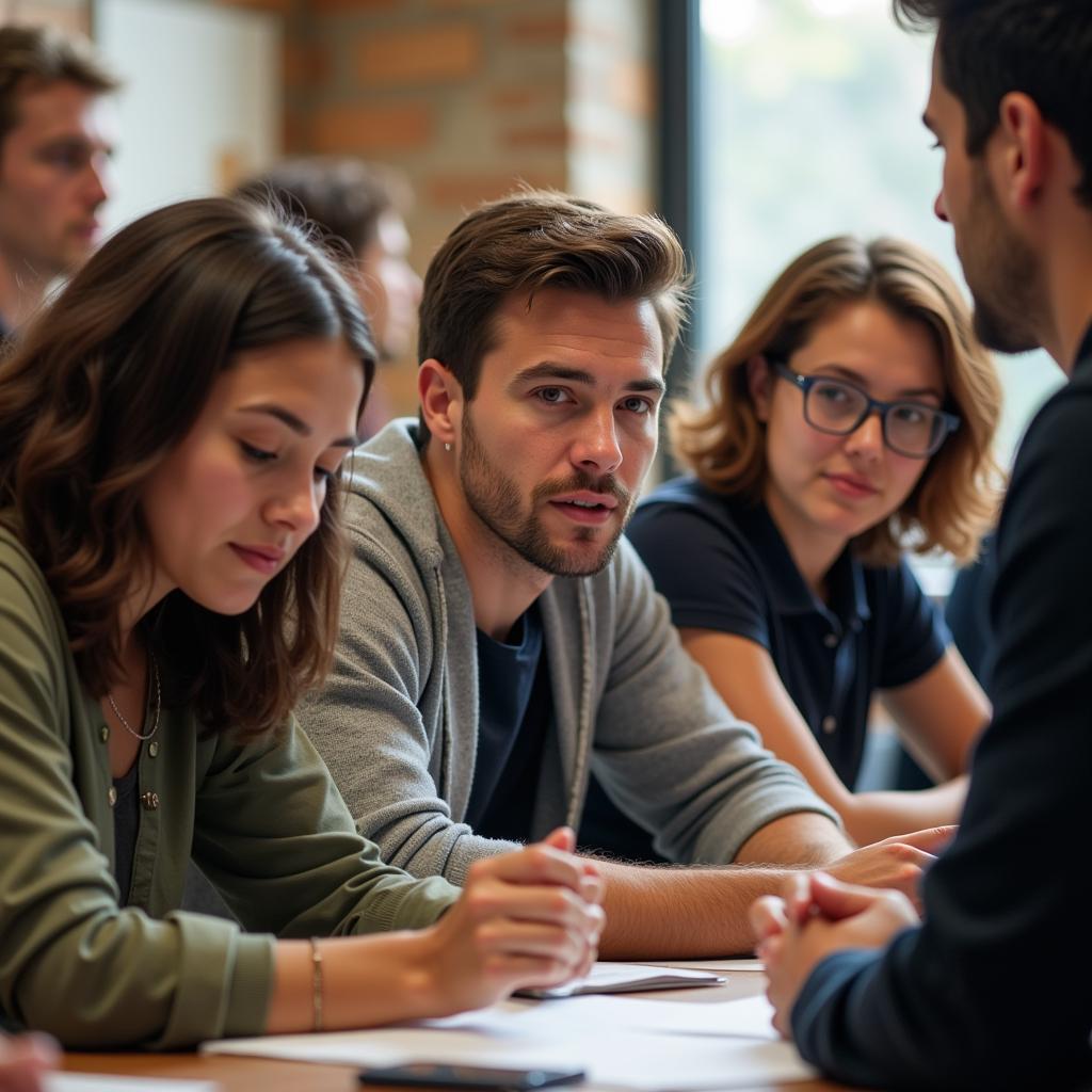 Diverse group of seminary students in a classroom setting