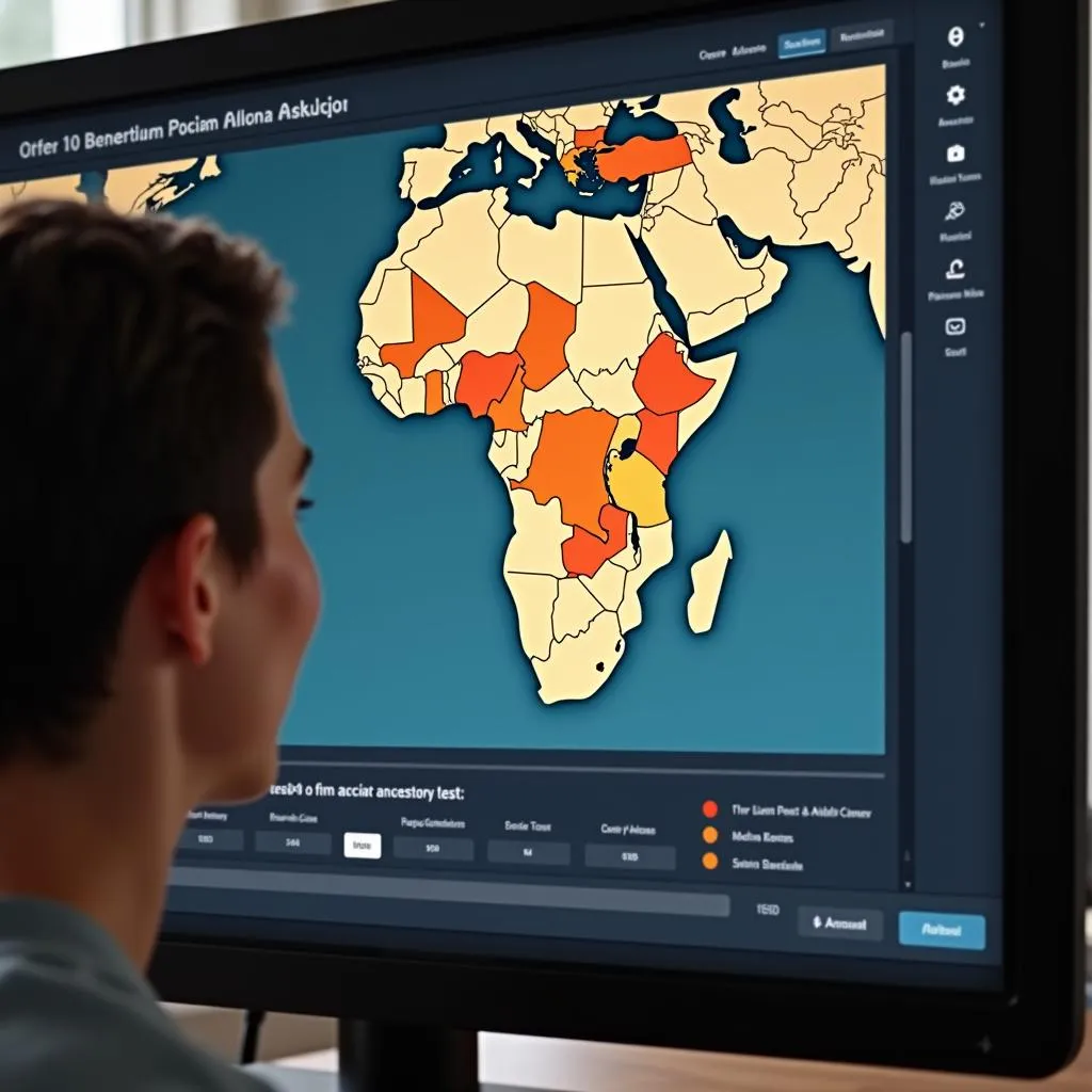 A person looking at their DNA ancestry test results on a computer screen, highlighting the emotional impact of discovering one's roots