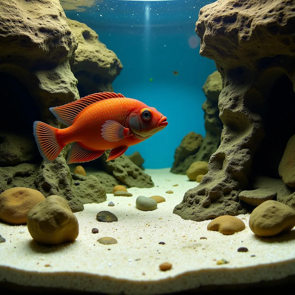 Dragon Blood Peacock Cichlid in Aquarium