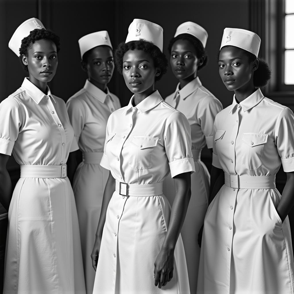 Group of African American nurses in World War I uniform