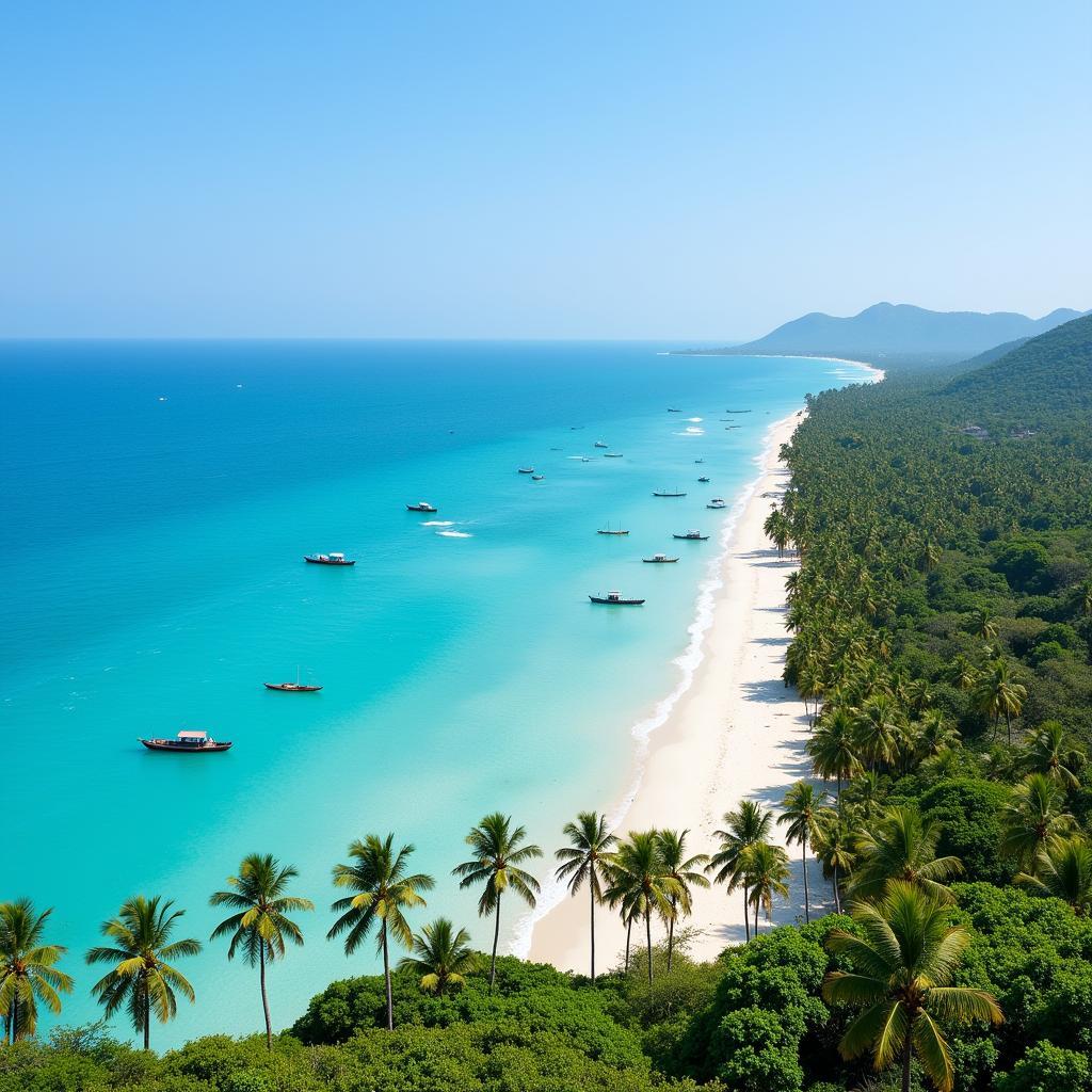 East African coastline with turquoise water and white sand beaches