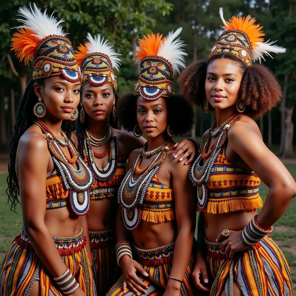 East African dance group in traditional costumes