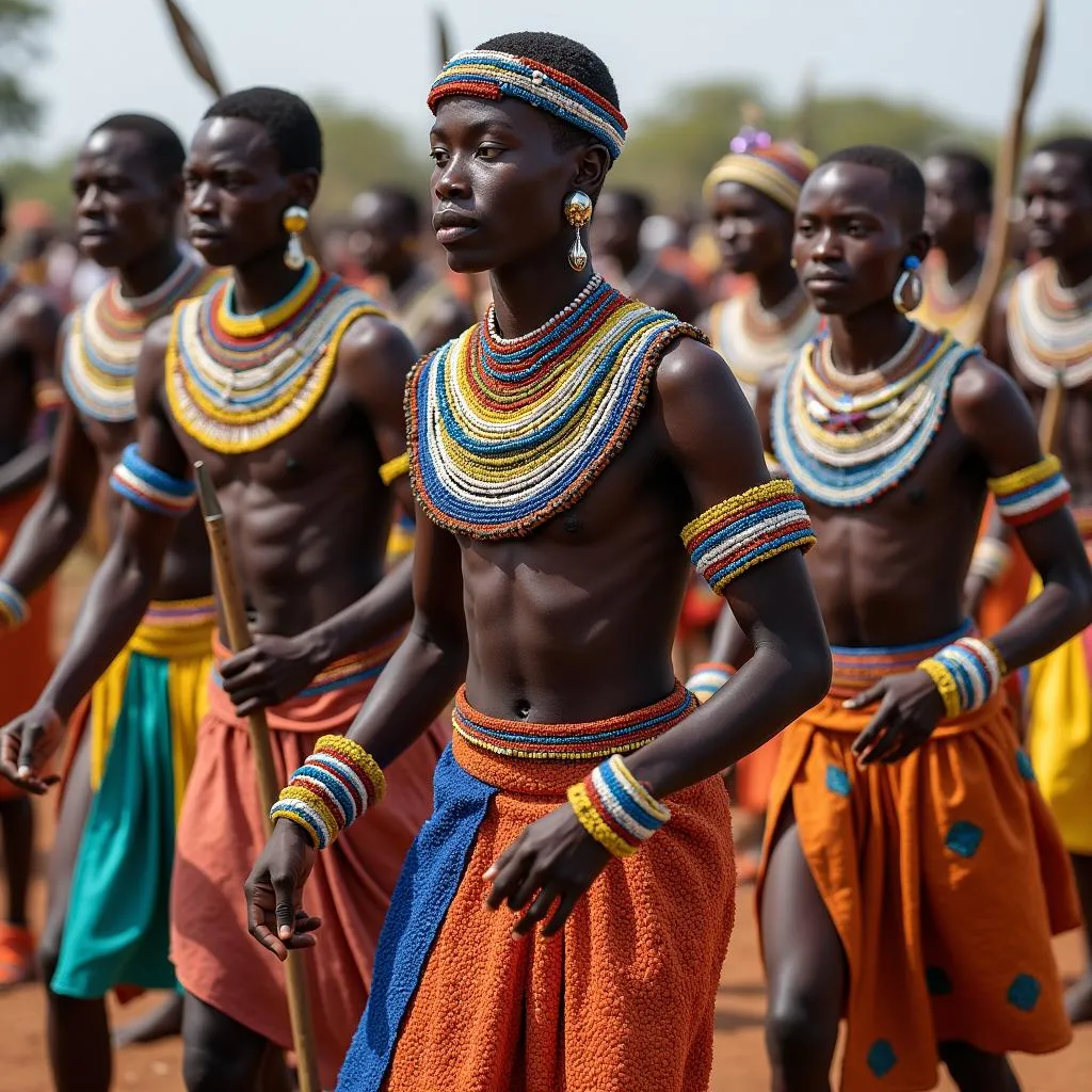 East African Dancers with Beaded Jewelry