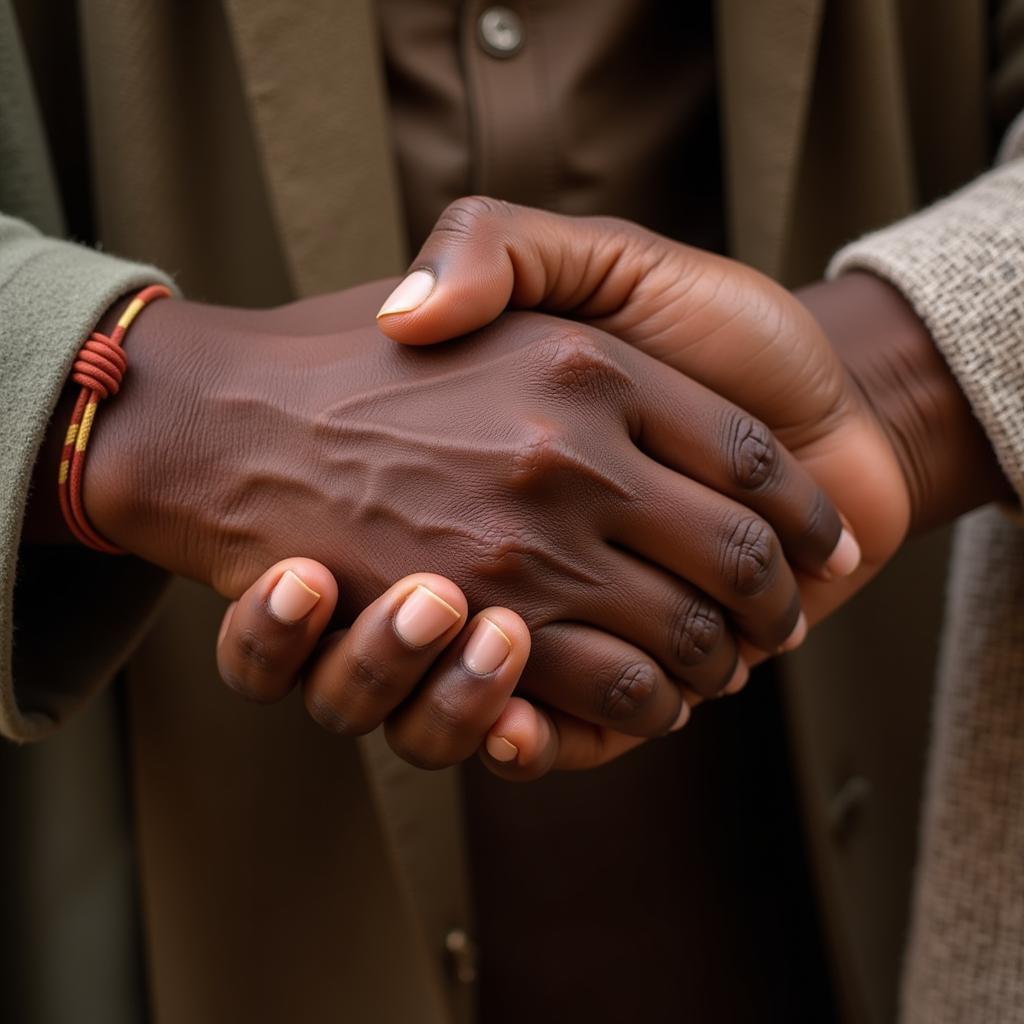 Traditional East African handshake