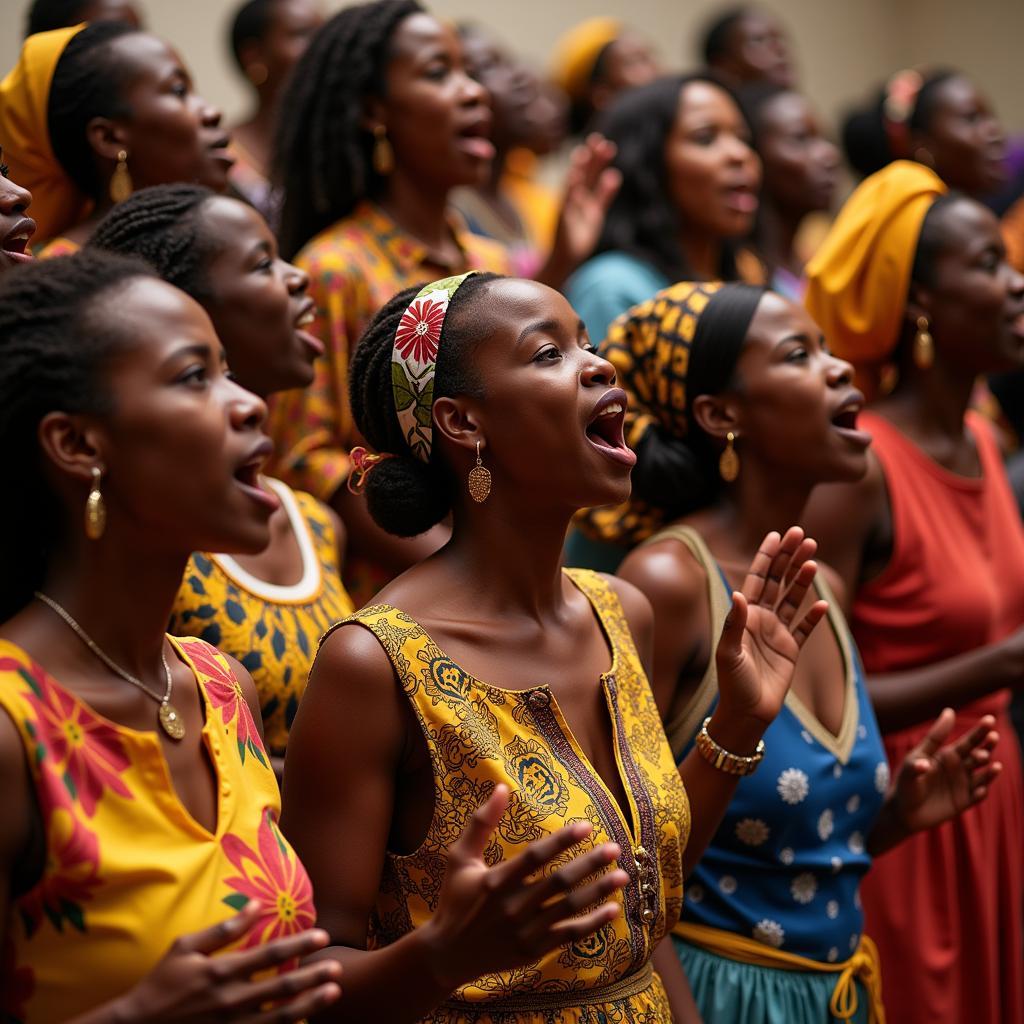 East African women singing in a choir