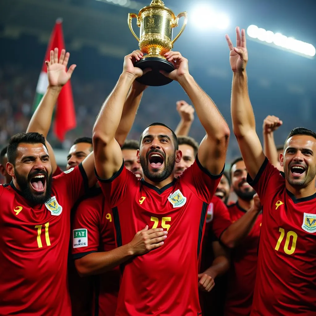 Egyptian players celebrating their AFCON victory