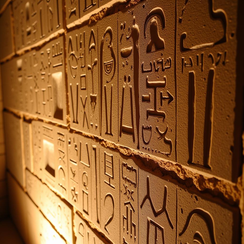 Egyptian Hieroglyphs on a Tomb Wall