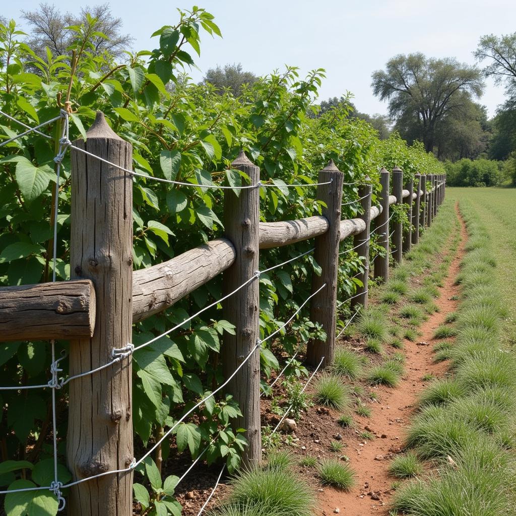 A fence designed to deter elephants from raiding crops