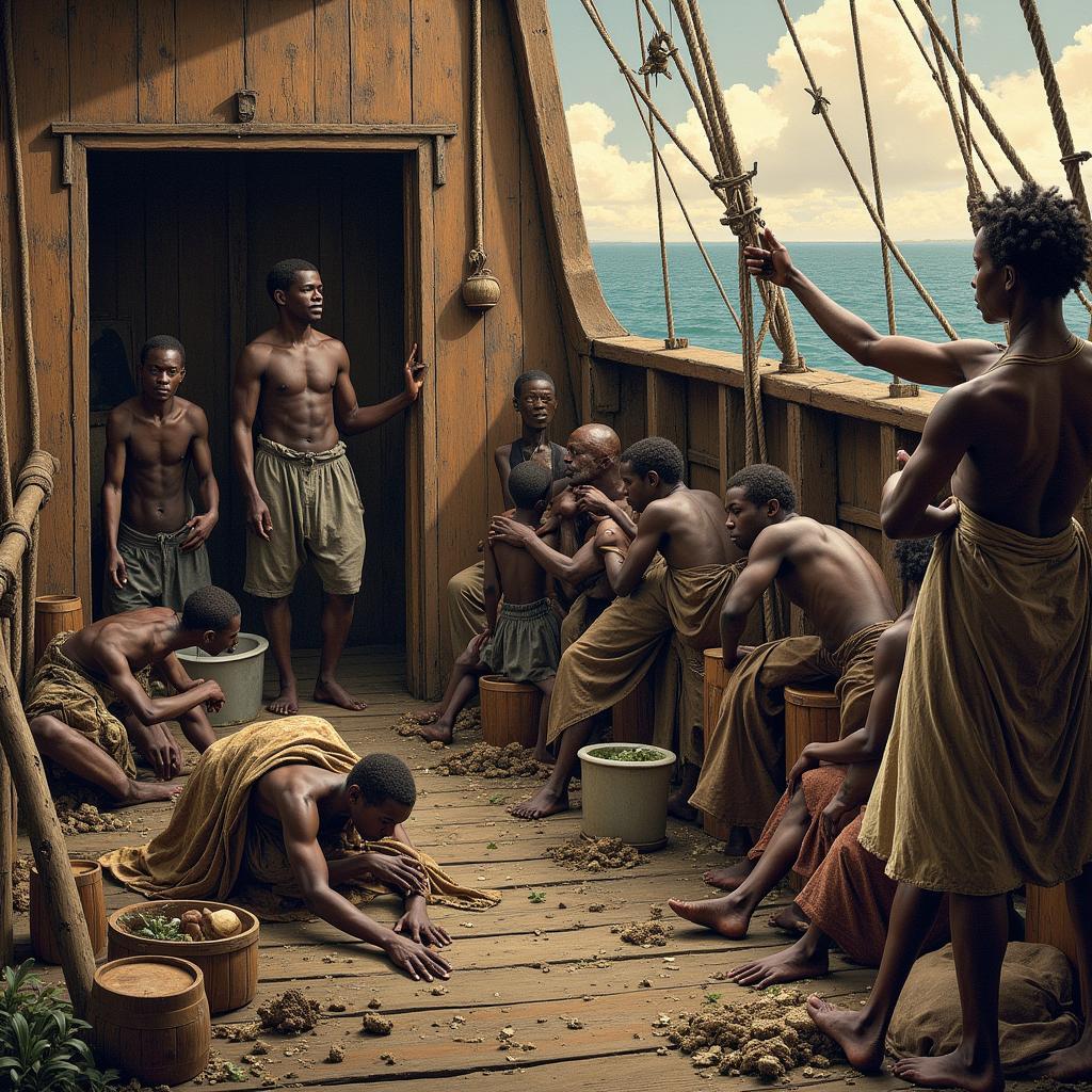 Enslaved Africans aboard a slave ship