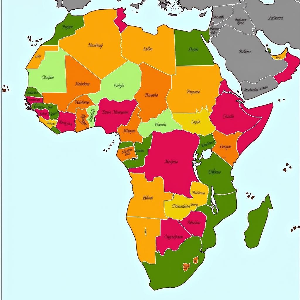 Map of Africa showing the distribution of ethnic groups across arbitrary borders