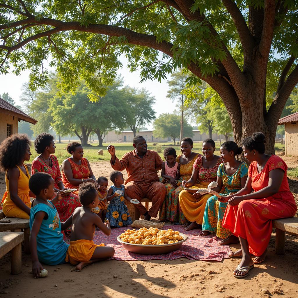 A large African family gathering for a celebration