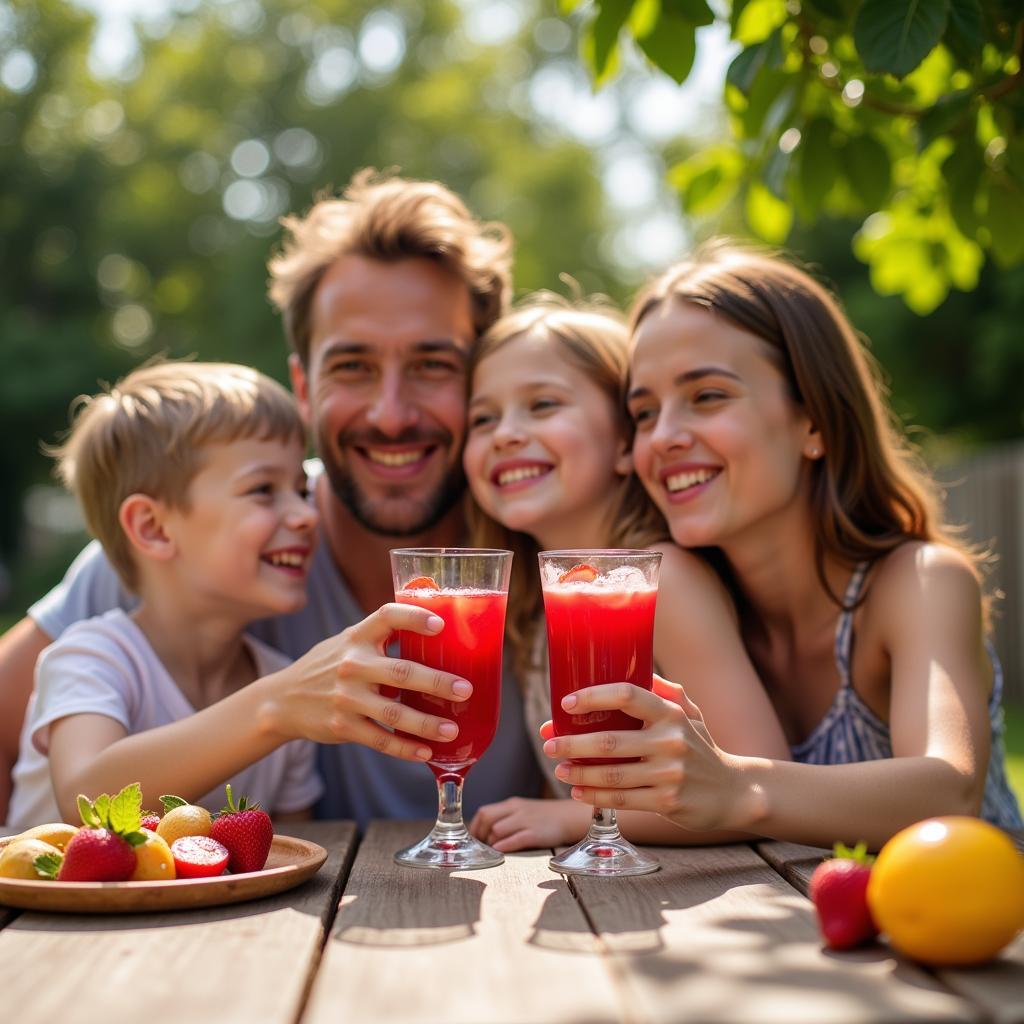 Family Enjoying African Juice