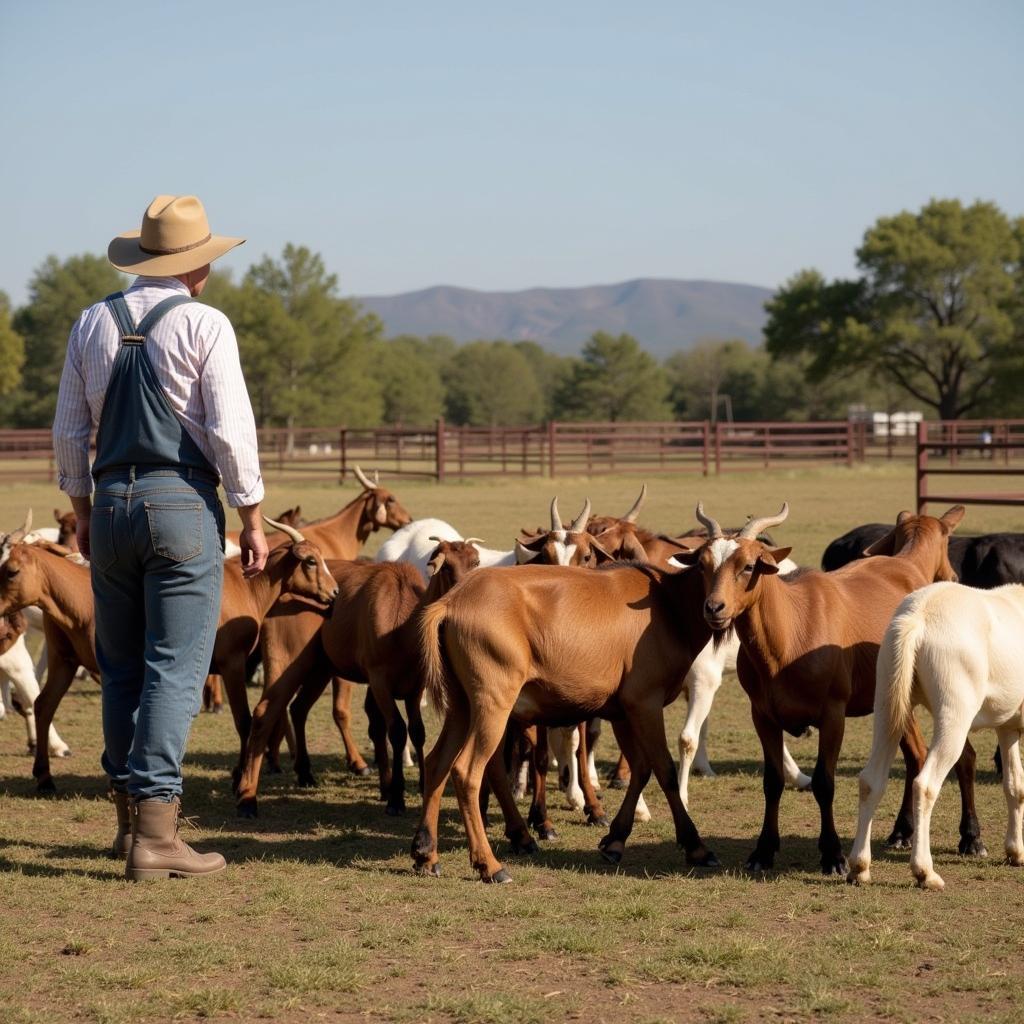 Farmer with Boer Goats