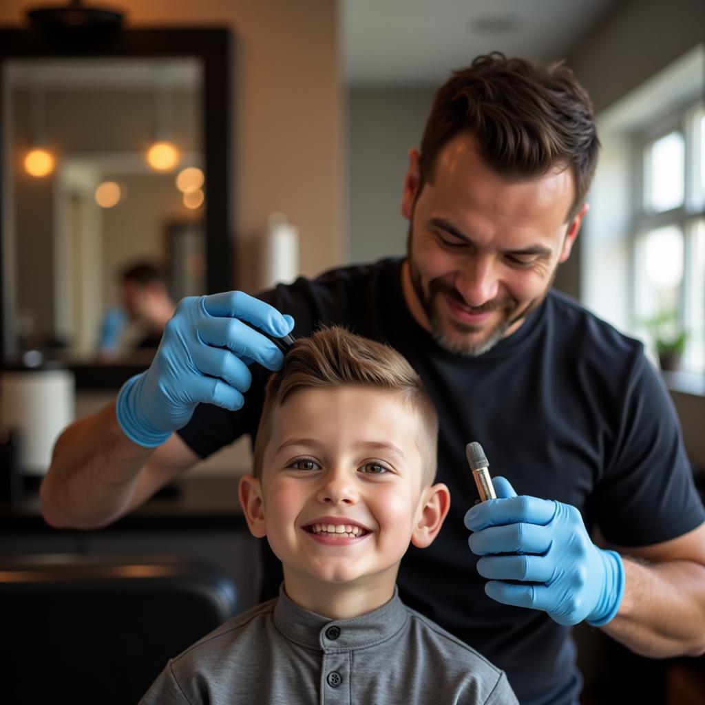 Father and Son Barber Visit