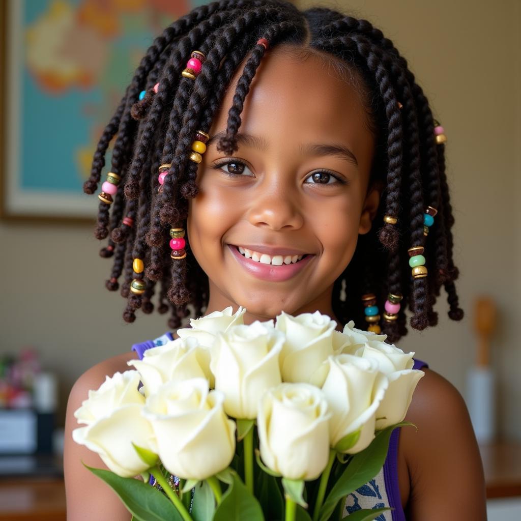 Flower girl with beaded braids