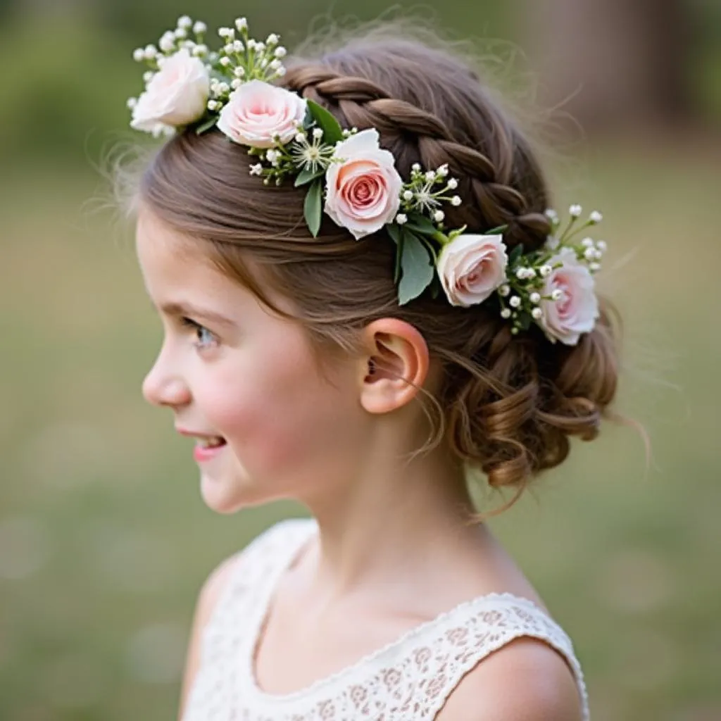 Flower Girl with Twist Out Hairstyle and Flower Crown