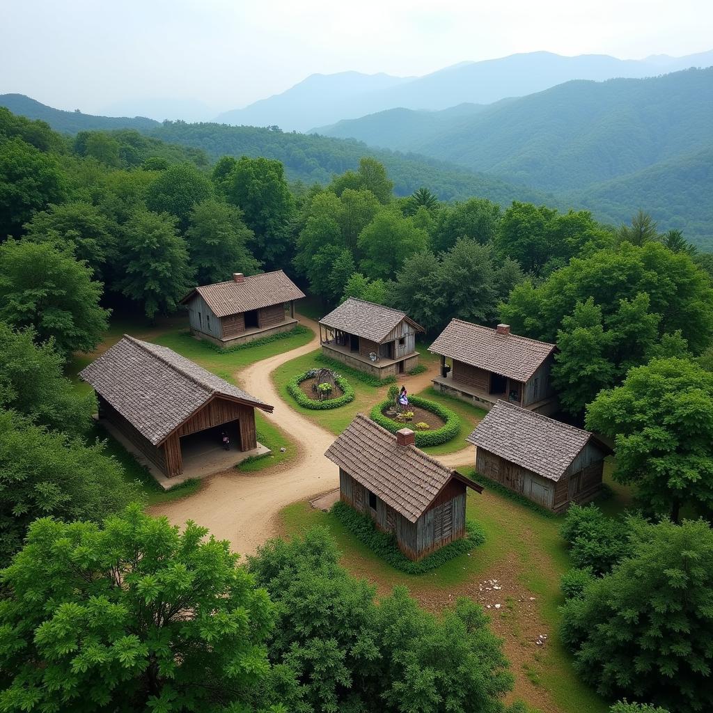 Traditional Village in an African Forest Clearing