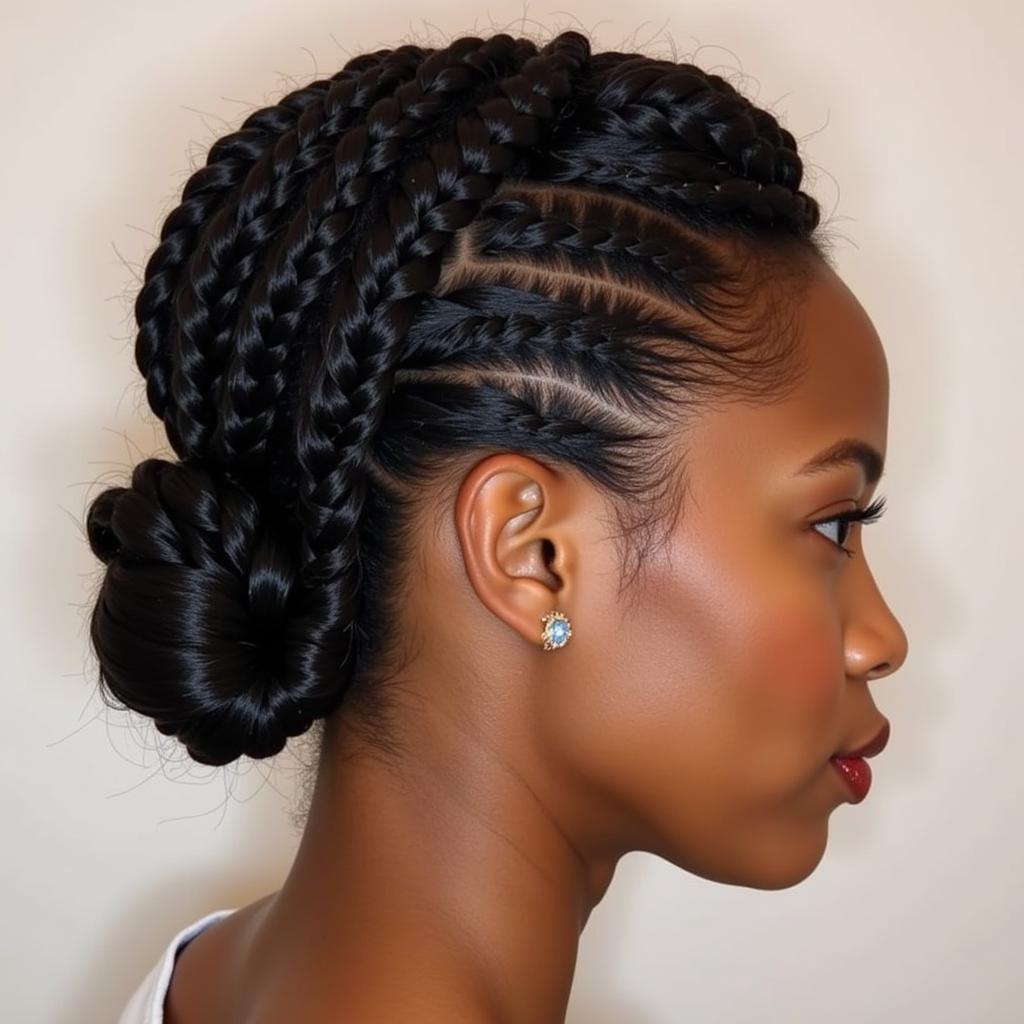 French Roll Braid Updo On Black Woman