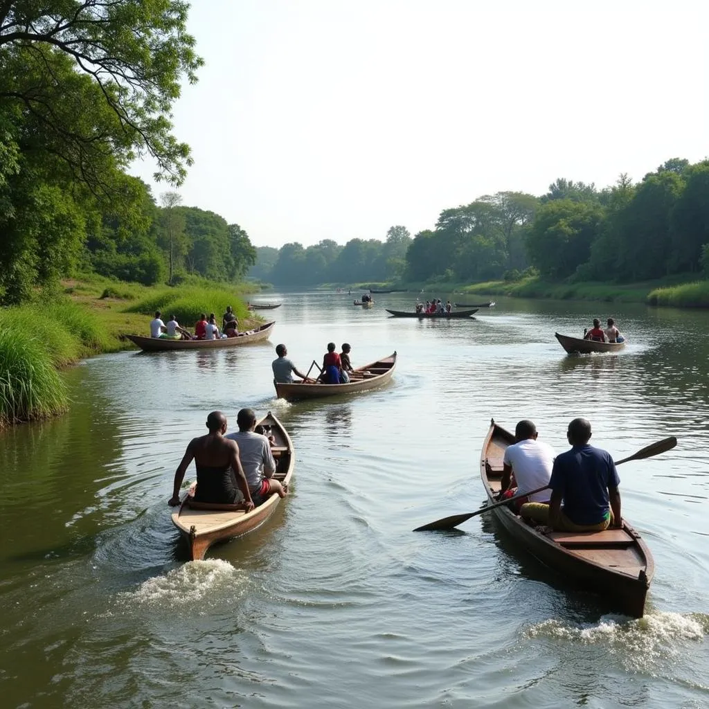 Tourists enjoying a relaxing cruise on the Gambia River