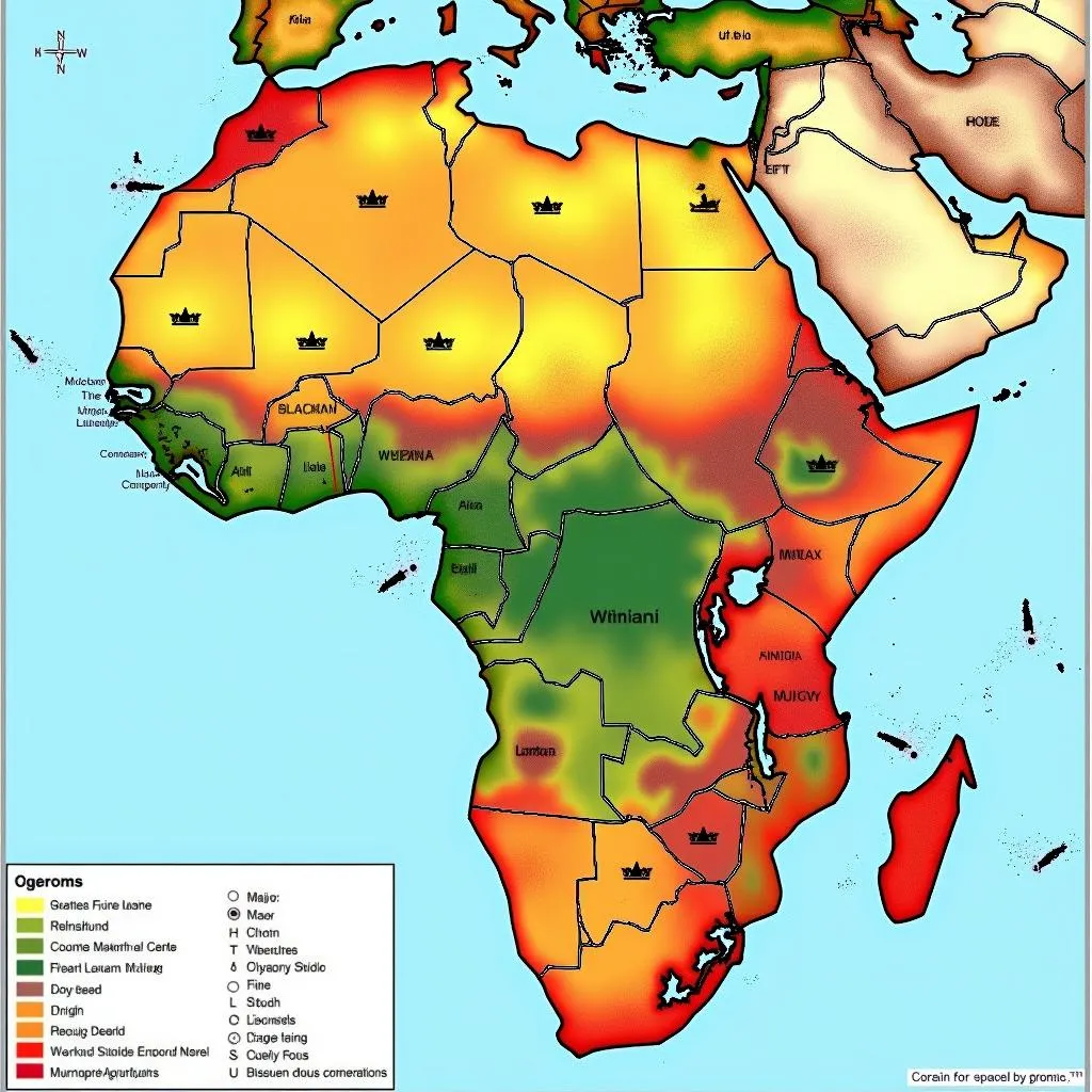 Geological map of Africa highlighting mineral deposits