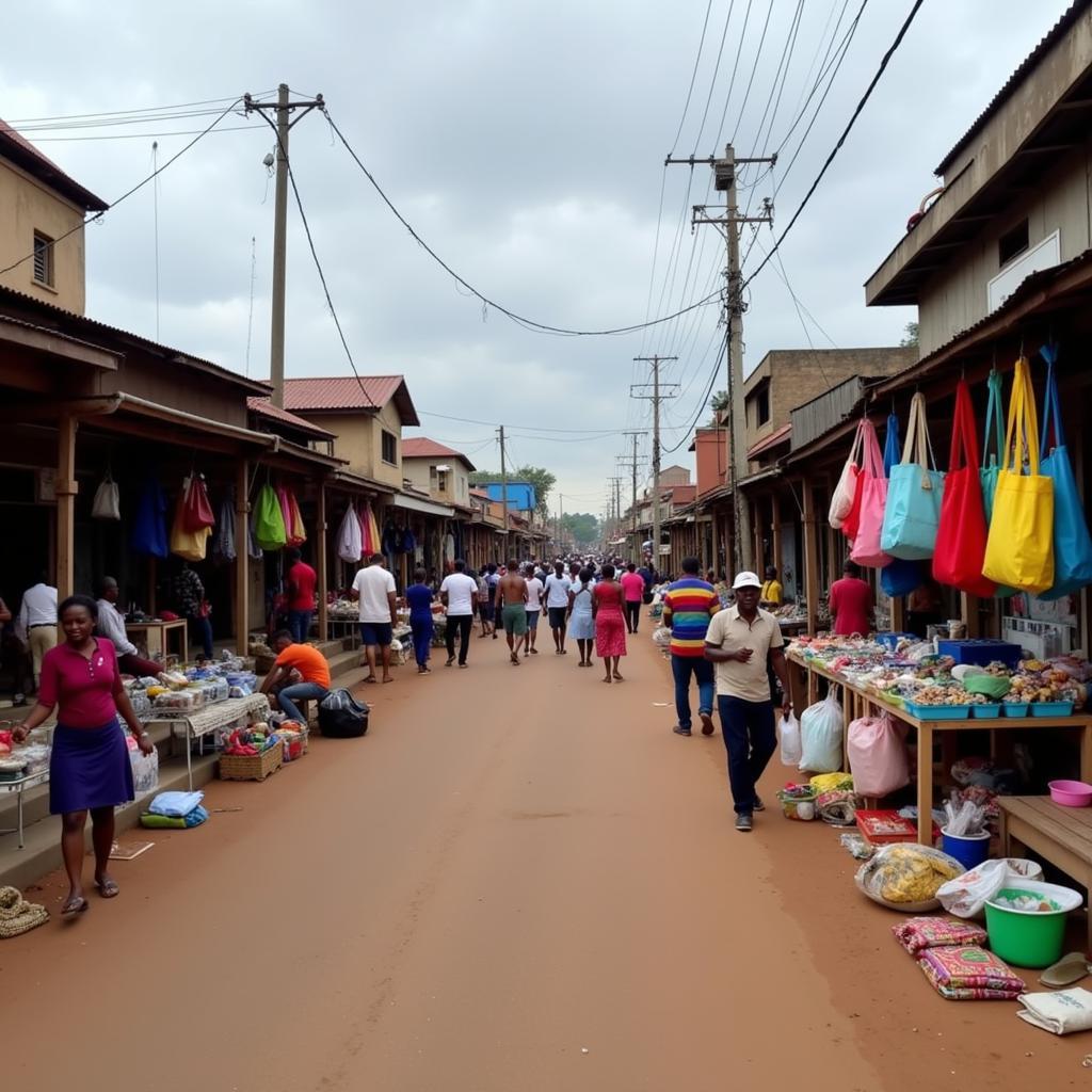 A bustling market in Ghana on Google Street View