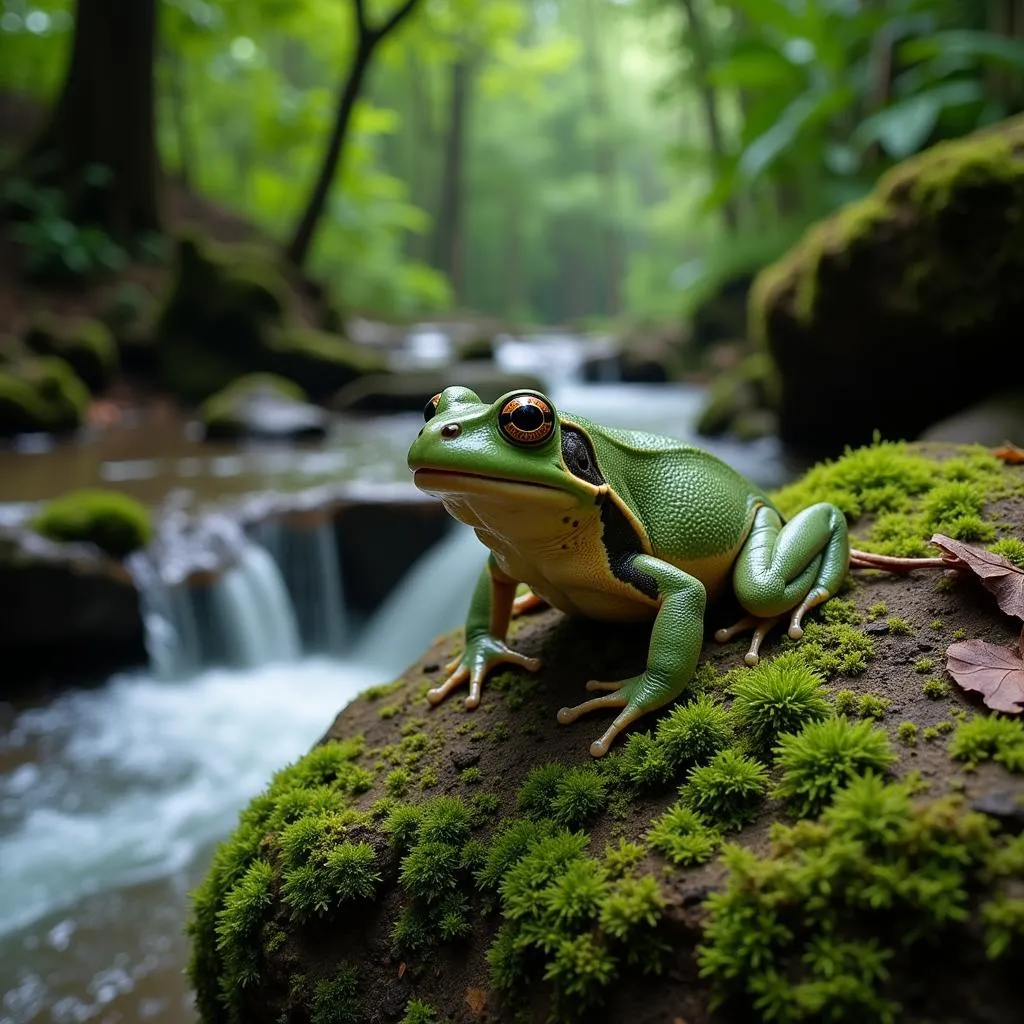 Goliath Frog in Natural Rainforest Habitat