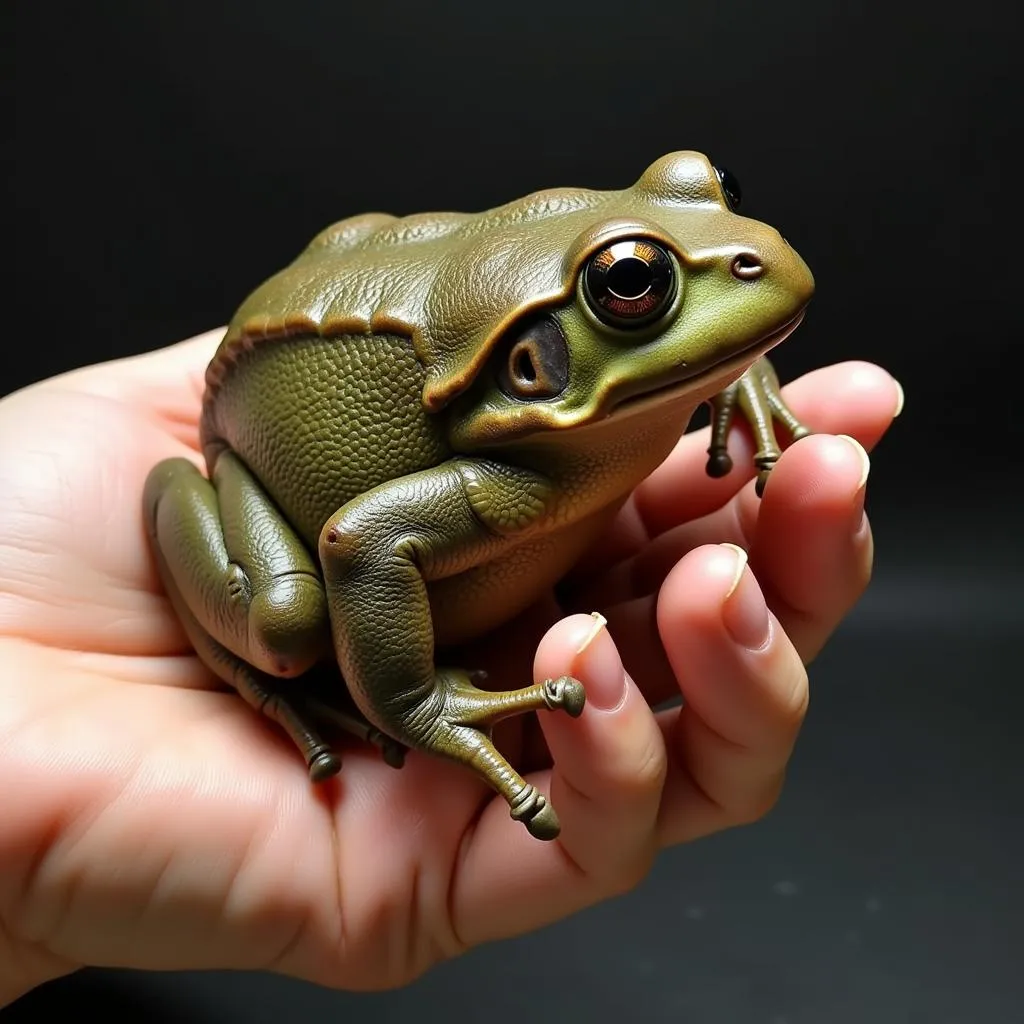 Goliath Frog Size Comparison to Human Hand