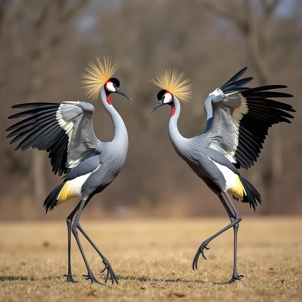 Grey Crowned Crane Courtship Dance