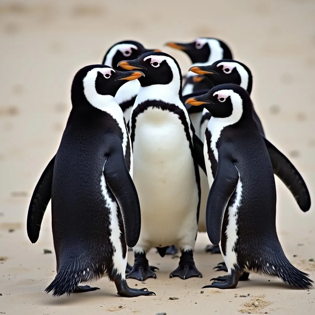 African Penguins on Beach