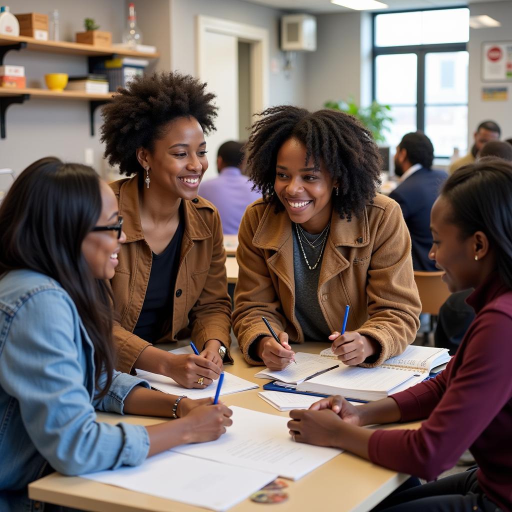 African Researchers Collaborating in a Lab