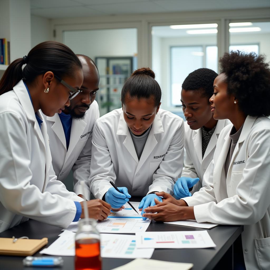 Group of African Scientists Collaborating on a Research Project