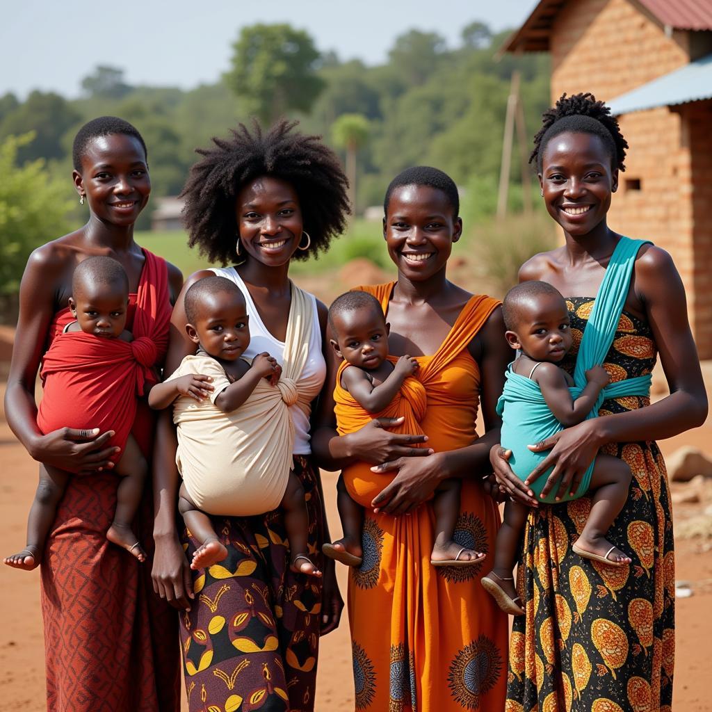 Group of African Women with Babies in Slings