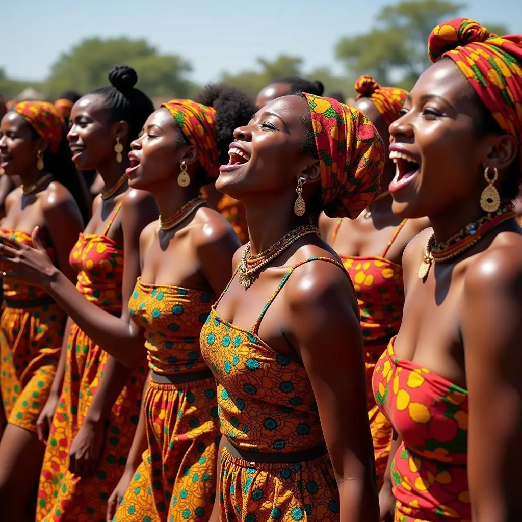 Women Dancing in Kitenge Outfits