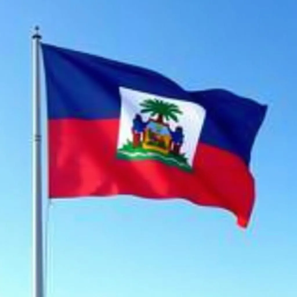 Haitian flag waving proudly