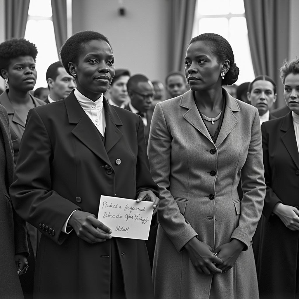 Harriet Tubman and Sojourner Truth speaking at a women's rights convention