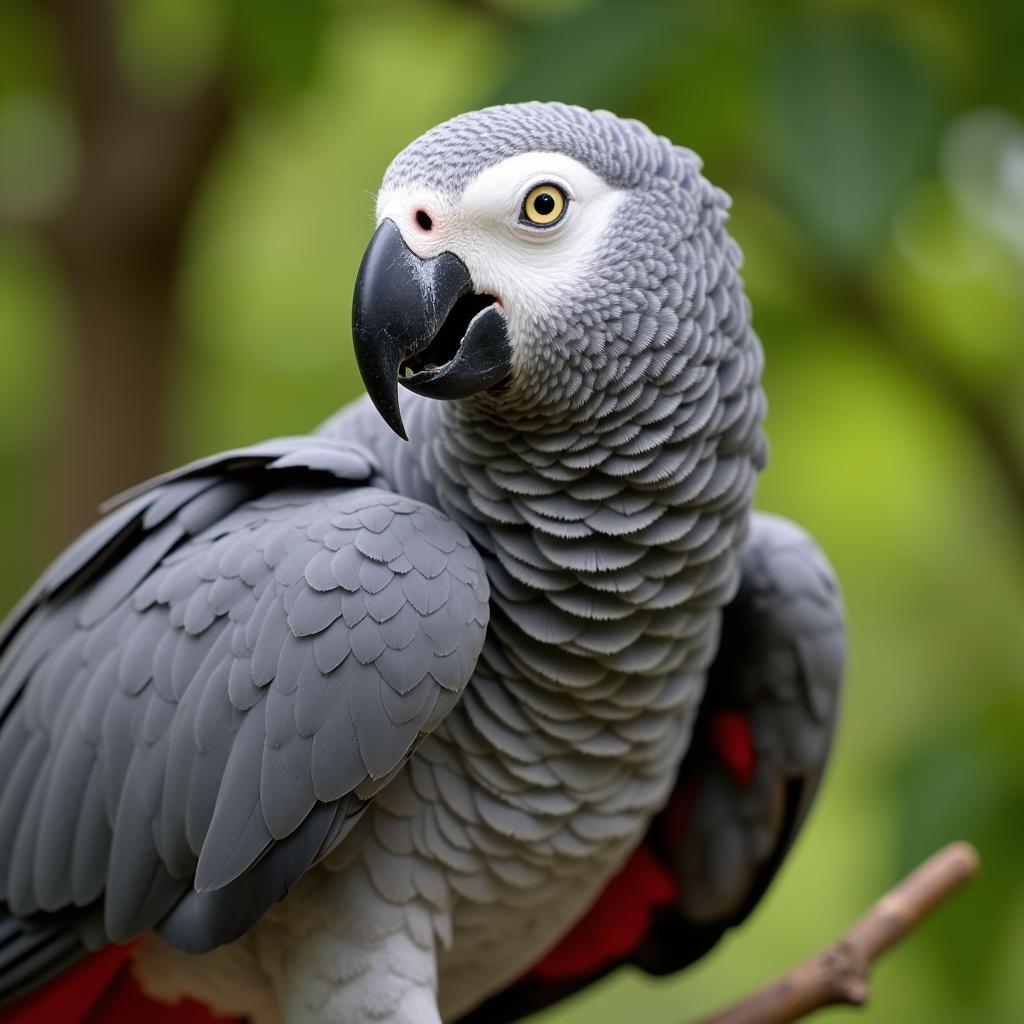 A Vibrant African Grey Parrot Perched on a Branch