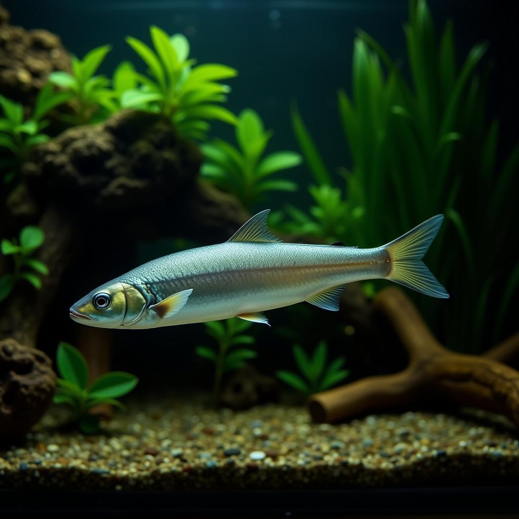 A Thriving African Knife Fish in a Well-Maintained Aquarium