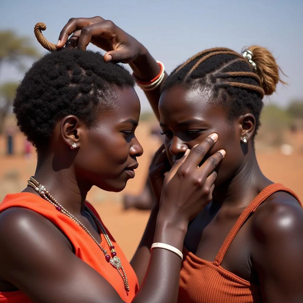 Himba Women Applying Otjize Paste