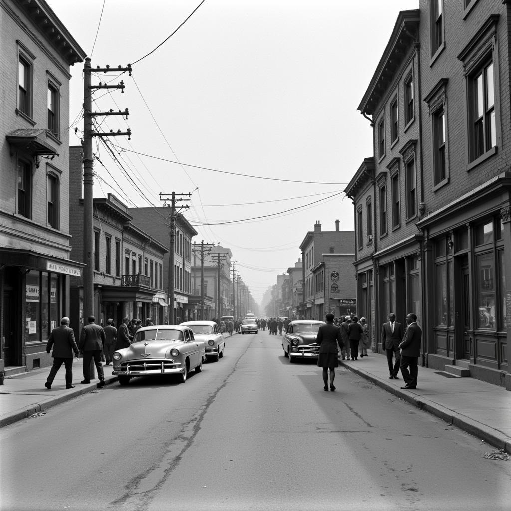 A historical street view of an African American neighborhood in Canton